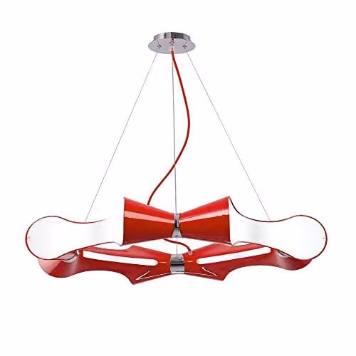 Netlighting Ora Round Pendant Light in Red and White with Chrome Details, E27