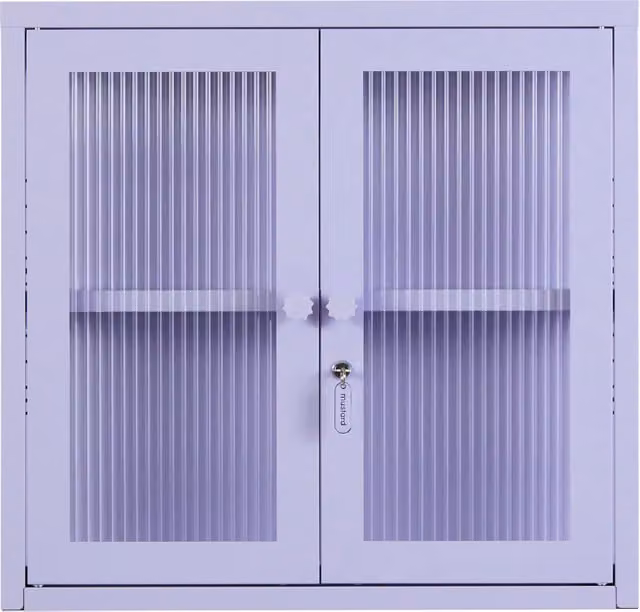Mustard Made The Kit Wall Mounted Retro Cabinet in Purple with Glass Doors and Internal Shelves, W/D/H: 60 x 18 x 57 cm – 1