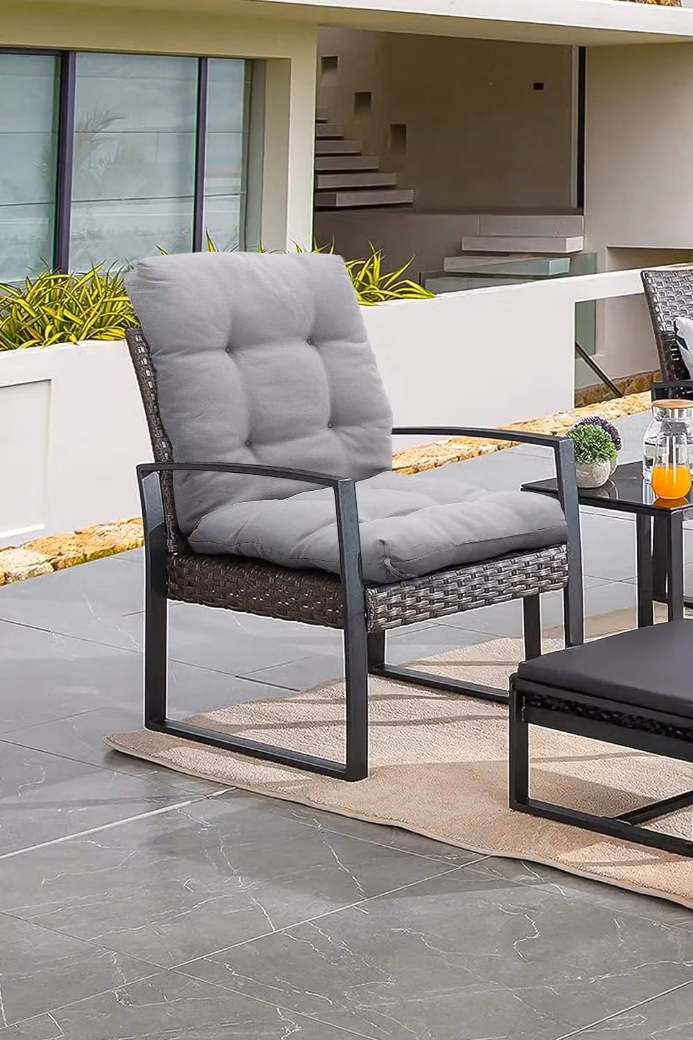 Garden Sanctuary Grey Polyester Rattan Chair Pad, W: 50 cm, H: 110 cm – 3