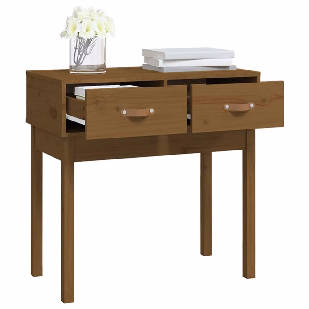 Berkfield Home Rustic Solid Wood Pine Console Table, Brown, W: 76.5 cm, D: 40 cm, H: 75 cm – 4