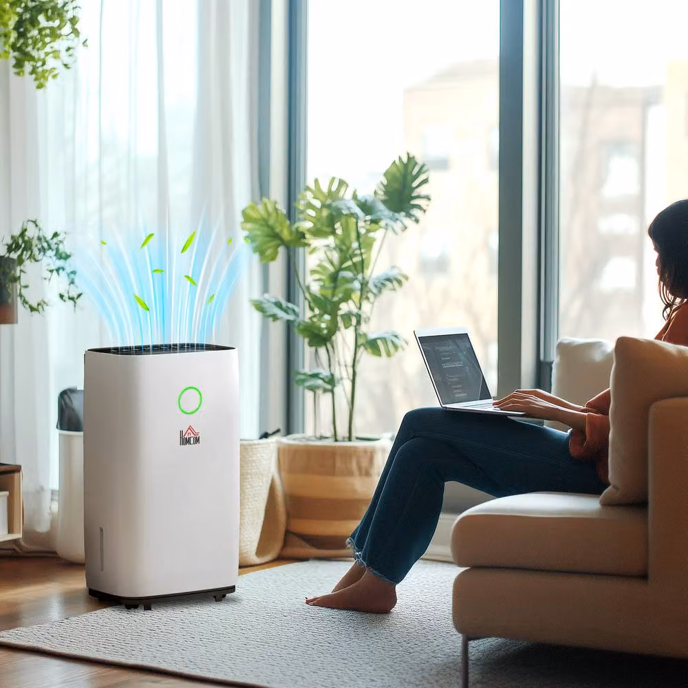Rolipo Portable Dehumidifier in White with 20L Daily Capacity and 4L Tank featuring LED Display and 24H Timer – 3