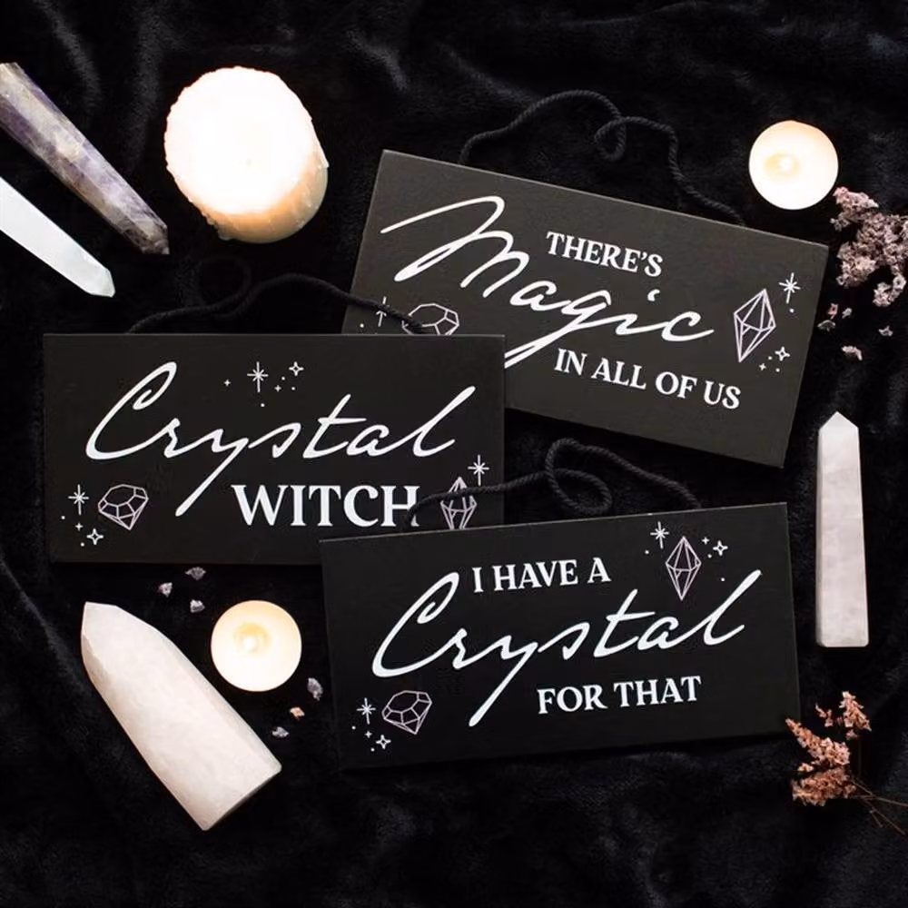 Uniqueful Crystal Witch Hanging Wood Wall Plaque in Black – 2