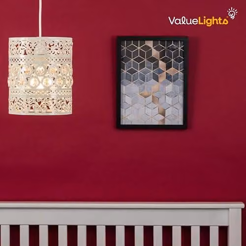 ValueLights Shabby Chic White and Transparent Cylinder Ceiling Pendant Light Shade, Width: 18 cm – 3