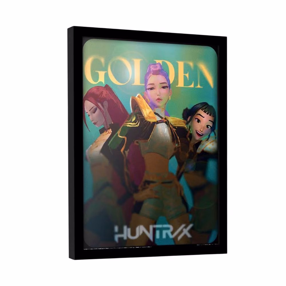 Netflix Multicolour Paper Poster in a Gold Rectangular Frame – 3