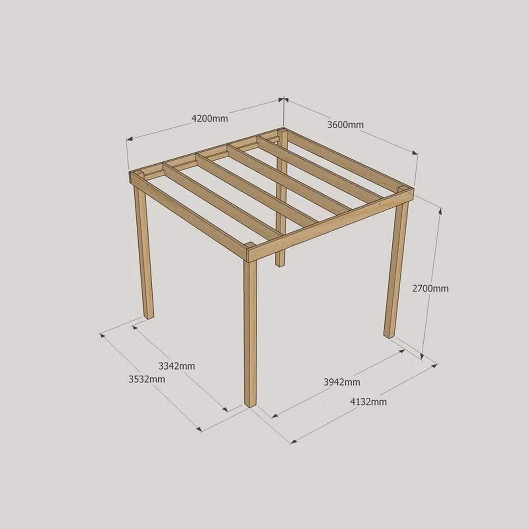 Rutland County Garden Furniture Ltd Box Pergola in Wood and Galvanised Steel, Green and Brown, W: 420 cm, D: 420 cm, H: 270 cm – 2
