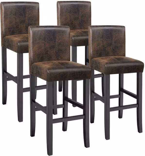 tectake Dover Bar Stool Set of 4 in Antique Brown and Black