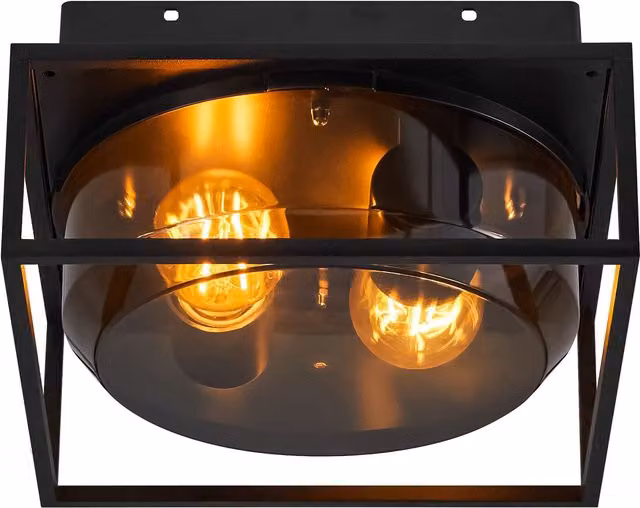Nordlux Griffin Modern Outdoor Ceiling Light in Black Metal with Glass, E27, IP44 – 2