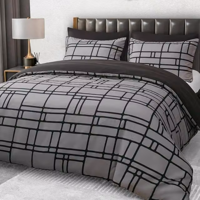 Grace Premium Microfibre Duvet Cover Set in Grey, Double, 140 x 200 cm – 1