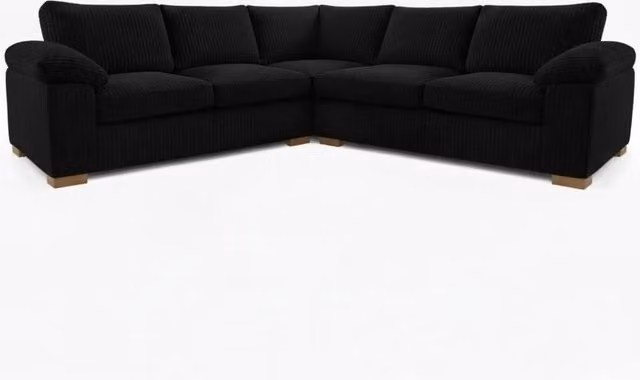 Snug Furniture Birmingham Ltd Riva Amalfi Jumbo Cord 5 Seater Large L-Shape Corner Sofa in Black