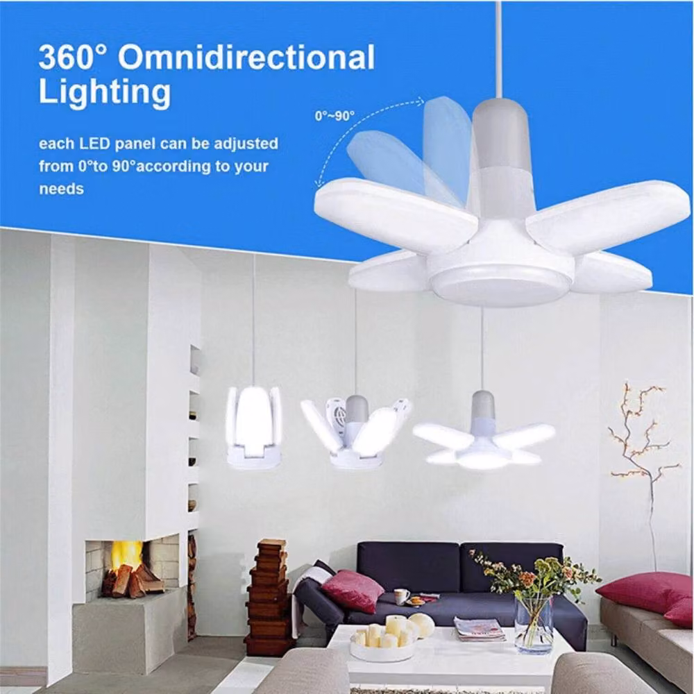 NESTLUNE 60W Deformable LED Garage Light Bulb White Ceiling Fixture – 2