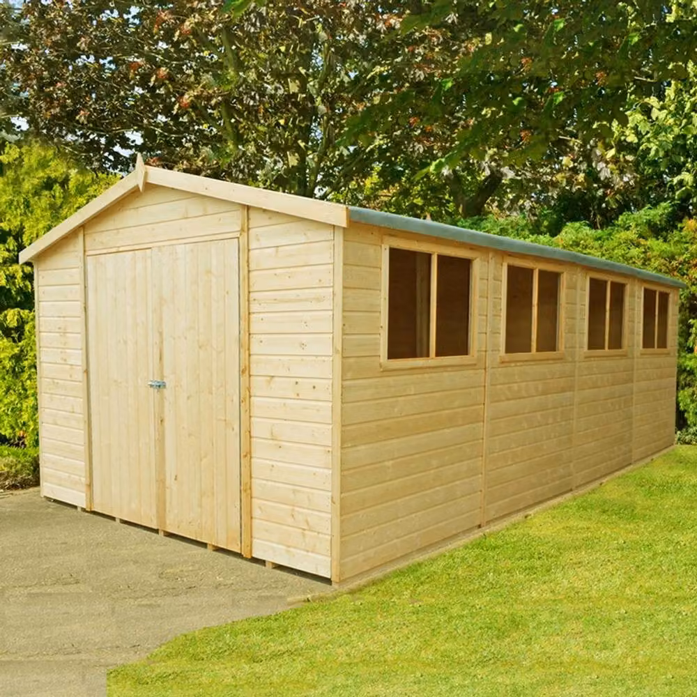 Shires Workspace DD Tongue and Groove Garden Shed Workshop in Light Brown – 2