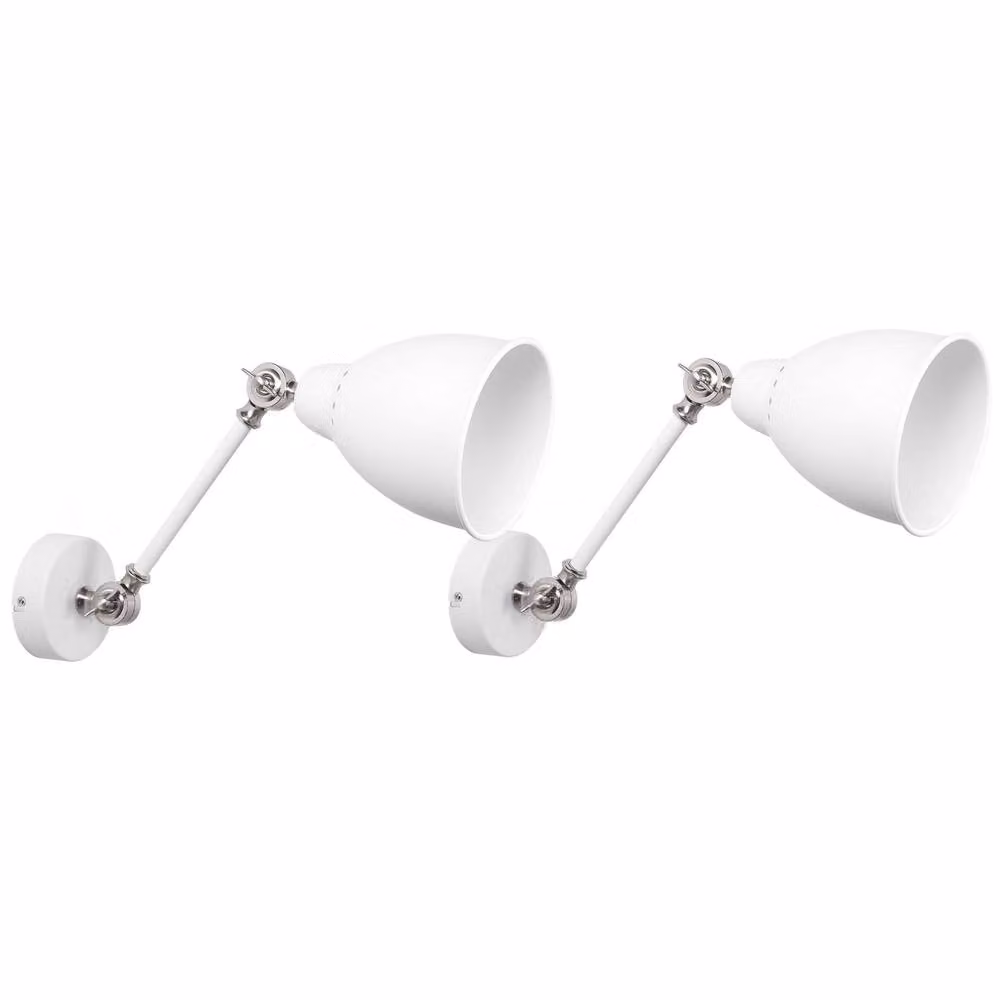 Wyld and Coco Set of 2 Adjustable White Metal LED Wall Lamps – 2