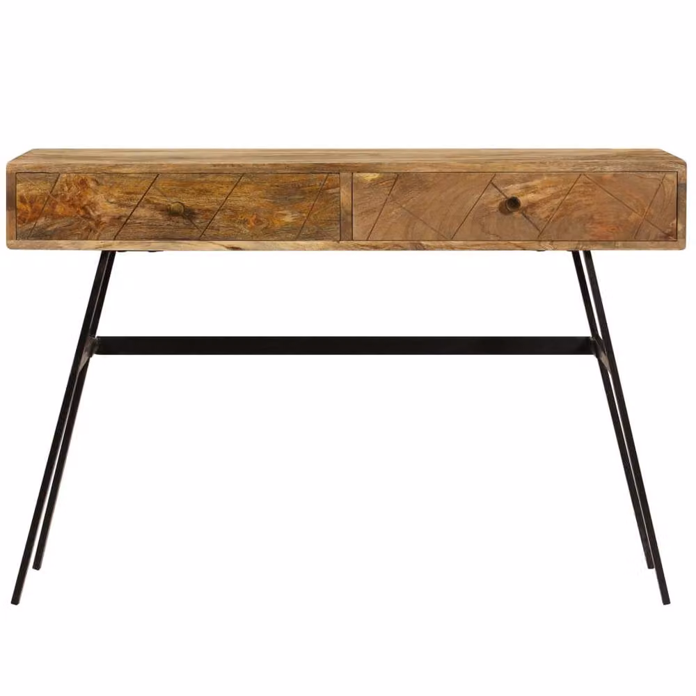 Berkfield Home Writing Desk with Drawers in Brown Solid Mango Wood, W: 110 cm, D: 50 cm, H: 76 cm – 2