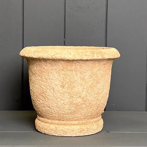 The Satchville Round Concrete Urn Pot in Beige, W: 17 cm, D: 14 cm