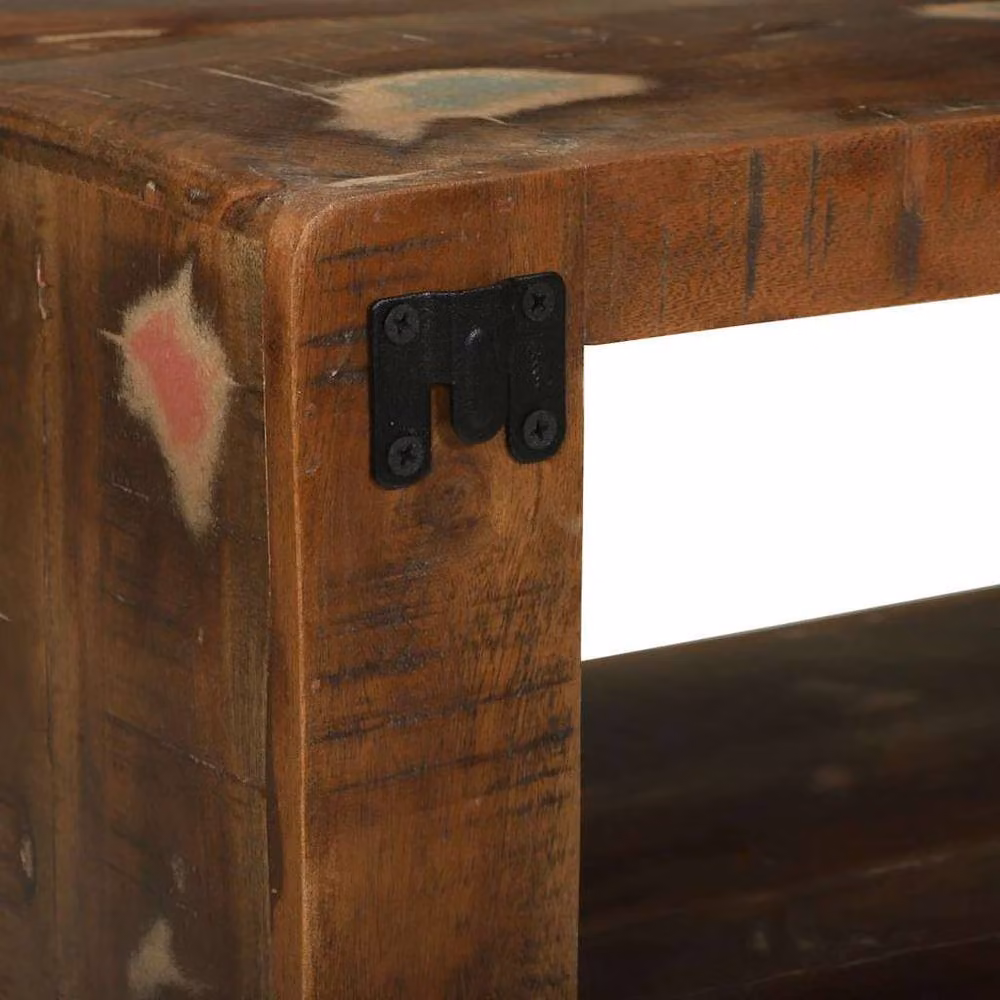 Berkfield Home Rustic Reclaimed Solid Wood TV Cabinet in Brown and Multicolour, W: 80 cm, D: 30 cm, H: 25 cm – 3