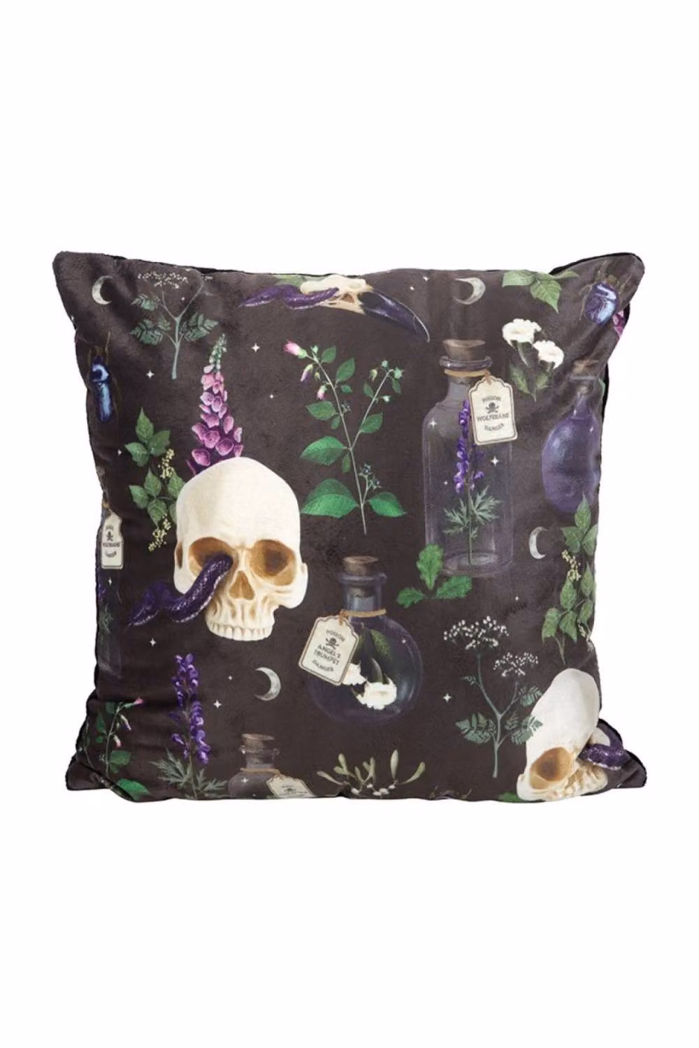KDMD Square Venom & Vines Graphic Print Cushion in Black, W: 35 cm – 2