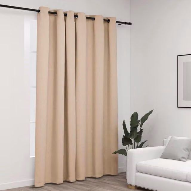 Berkfield Linen-Look Blackout Curtain with Eyelets, Beige, W: 290 cm, H: 245 cm