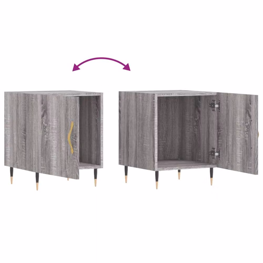 Berkfield Home Modern Bedside Cabinets, 2 Piece Set in Grey Sonoma, W/D/H: 40 x 40 x 50 cm – 3