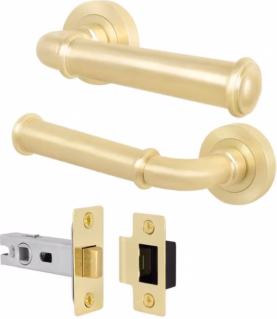 AFIT Satin Brass Internal Door Handle and Latch Set in Gold – 1