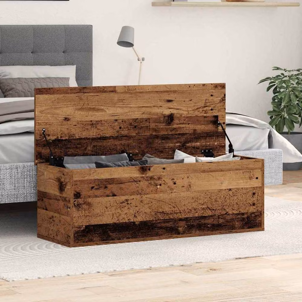 Berkfield Home Rustic Brown Storage Box in Engineered Wood, W/D/H: 102 x 35 x 35 cm – 2