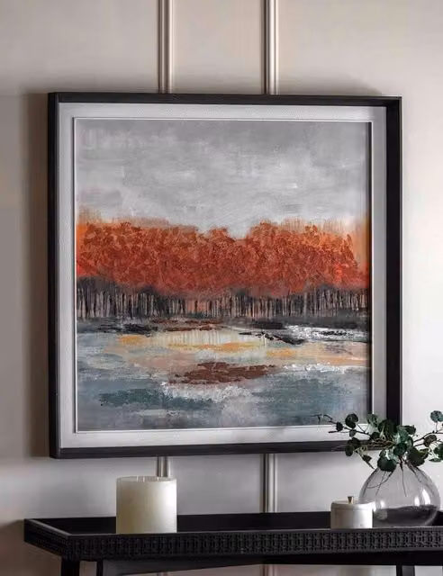 Gallery Direct Vibrant Vision Abstract Landscape Framed Canvas Painting in Dark Orange