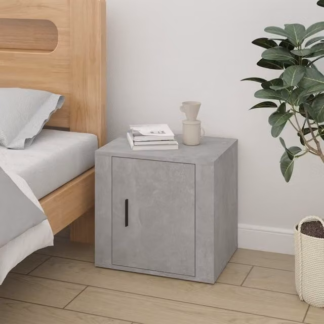 Berkfield Home Bedside Cabinet in Concrete Grey, W: 50 cm, D: 39 cm, H: 47 cm – 1