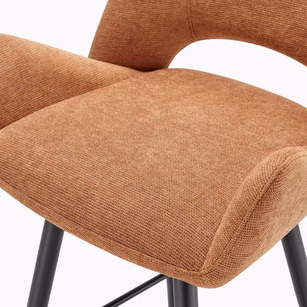 FurnitureboxUK Layla Set of 2 Mid-Century Fabric Bar Chairs in Terracotta Orange and Black – 4