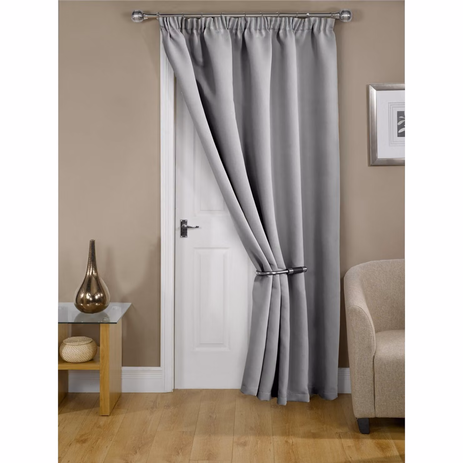Emma Barclay Grey Thermal Blackout Eyelet Fabric Panel Curtain, Width: 168 cm – 2