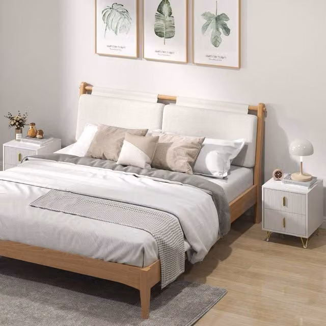 HOMCOM Set of 2 Modern Fluted White and Gold Bedside Tables for your Bedroom