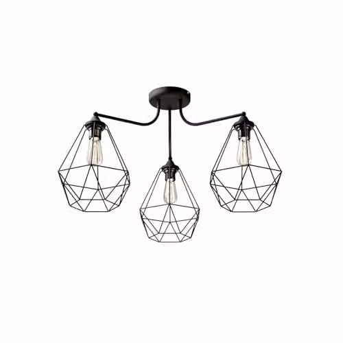 Netlighting Helam Karo Multi Arm Semi Flush Ceiling Light in Black, Diameter: 75 cm