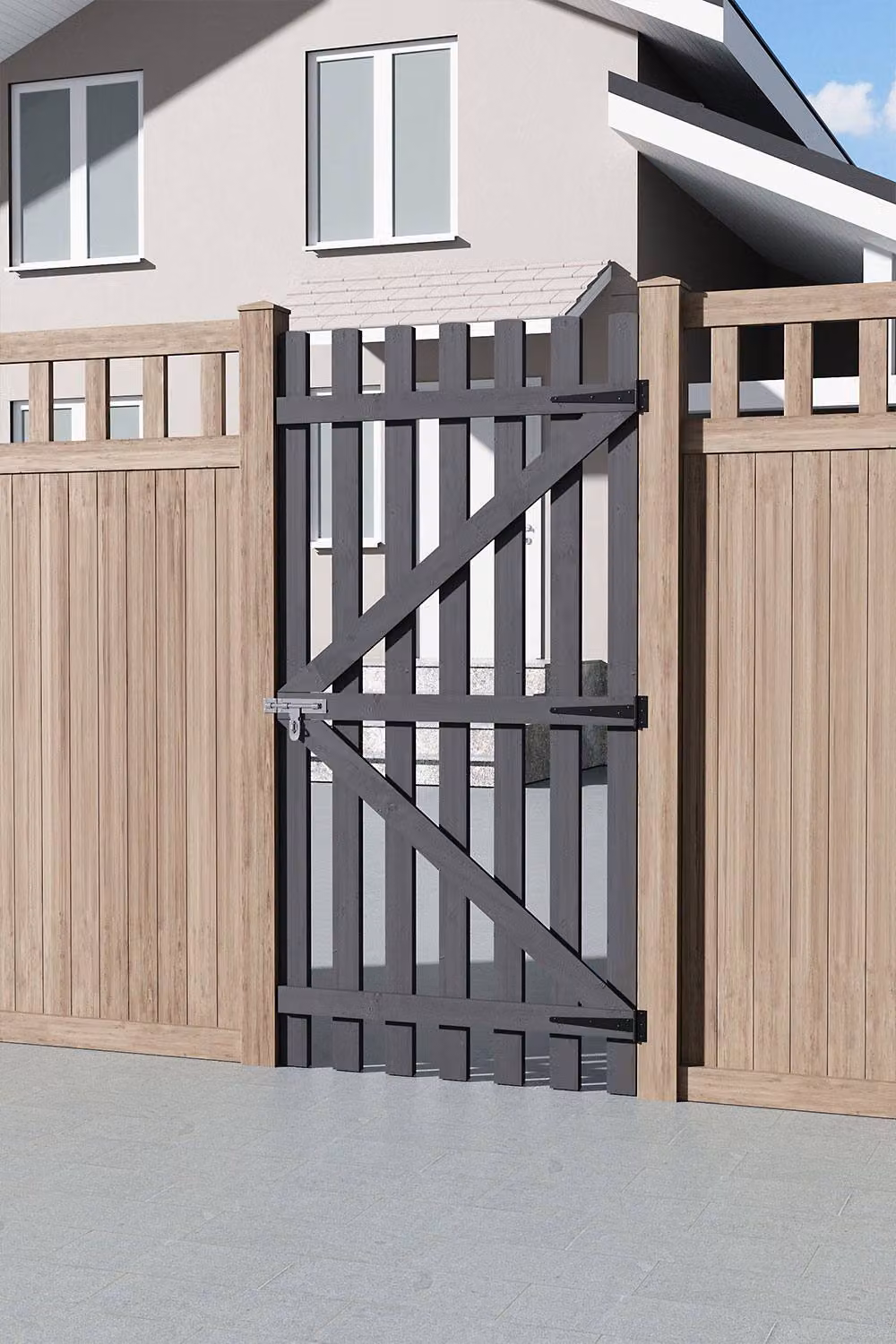 Garden Sanctuary Grey Wood Single Garden Fence Gate with Latch, W: 150 cm, H: 90 cm – 1