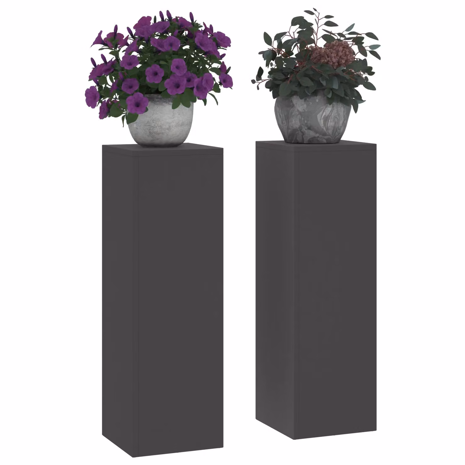 Berkfield Home Modern Outdoor Plant Stand Pillar Set of 2 in Matt Black Steel, W/D/H: 24 x 24 x 75 cm – 3