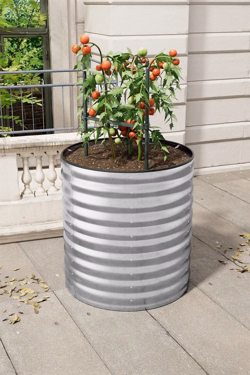 Living and Home Round Galvanised Steel Raised Garden Bed in Silver, Diameter: 80 cm – 2