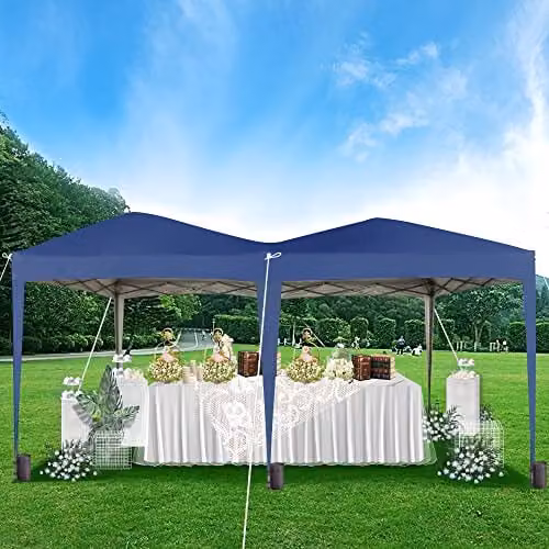 MCC Direct Blue Pop-up Gazebo with Wind Bars and Weight Bags, W: 600 cm, D: 300 cm, H: 240 cm – 1