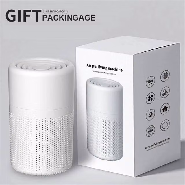 NESTLUNE Air Purifier with H13 True HEPA Filter in White, W/D/H: 15 x 15 x 100 cm