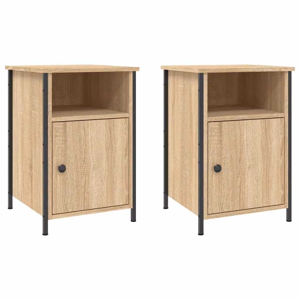 Berkfield Home Set of 2 Sonoma Oak Bedside Cabinets in Brown, W/D/H: 40 x 42 x 60 cm – 1