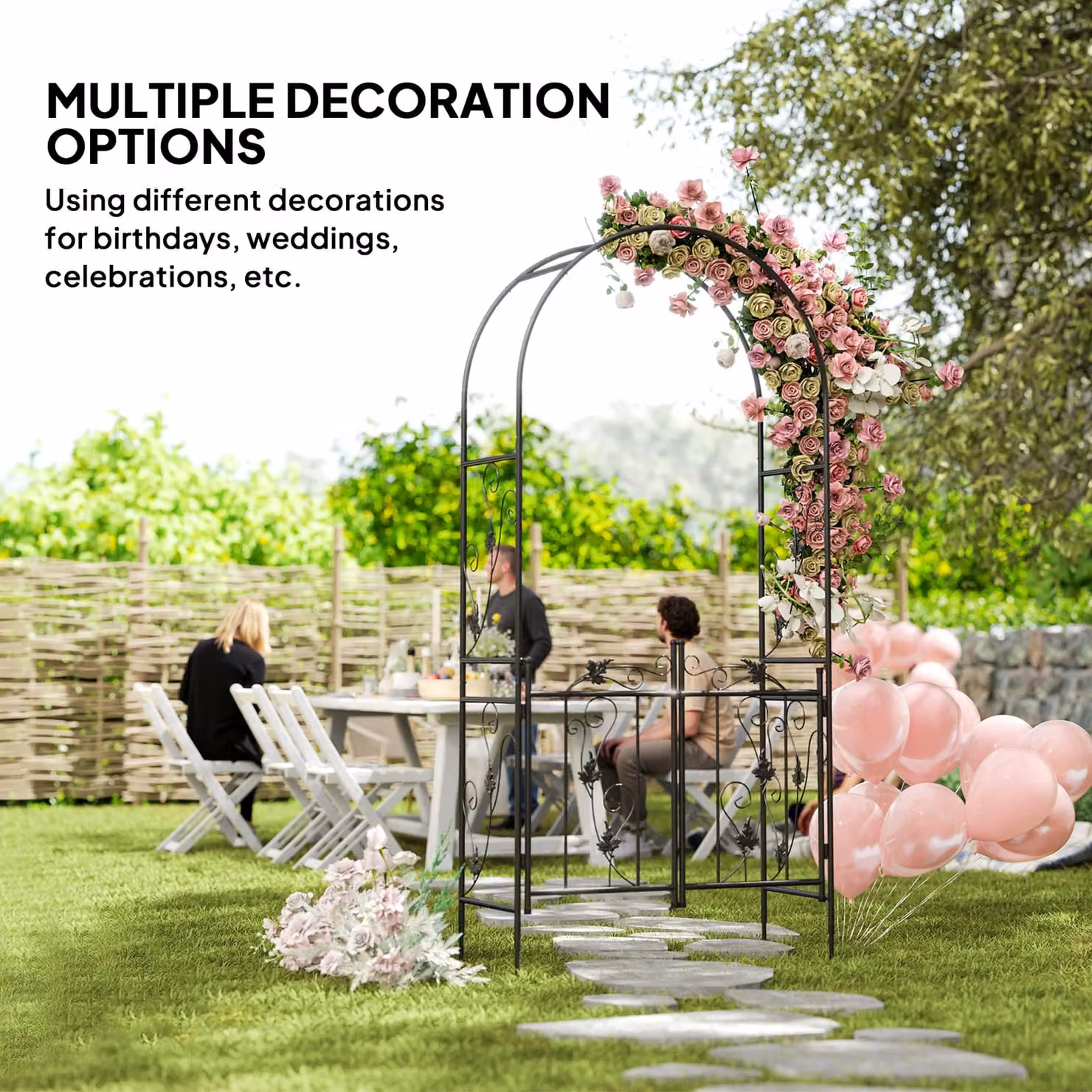 Outsunny Steel Garden Arch with Double Gate, Black, W/D/H: 107 x 45 x 217 cm – 6