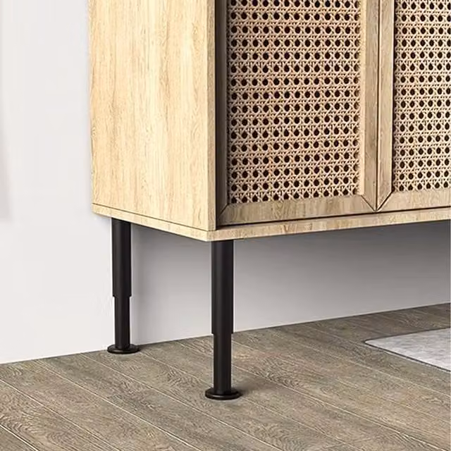Livingandhome Set of 4 Adjustable Metal Furniture Legs in Black Lacquer, Height: 18 - 32 cm