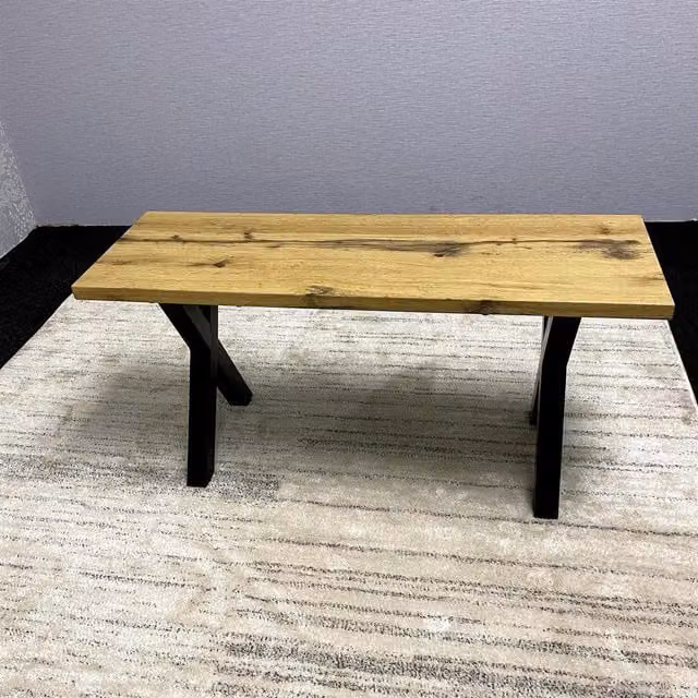 Kosy Koala Oak Effect Wooden Bench with Metal Legs in Brown and Black