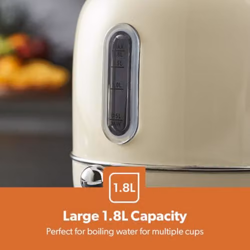Geepas RetroVive 1.8L Electric Kettle in Beige with Stainless Steel and Auto Shut-Off – 4