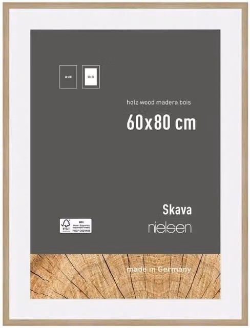 Nielsen Design Skava Rectangular Wooden Picture Frame in White with Glass Front, W/H: 60 x 80 cm