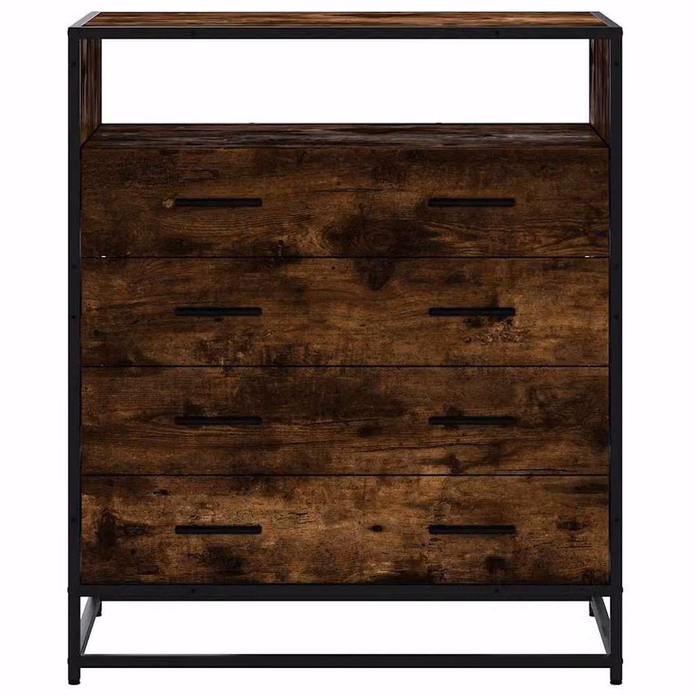 Berkfield Home Drawer Cabinet in Smoked Oak Brown, W/D/H: 70 x 41 x 83.5 cm – 4