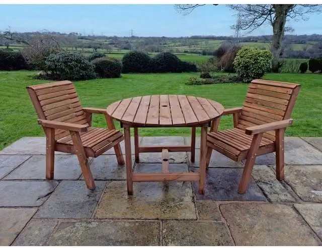 Churnet Valley Garden Furniture Ltd Valley 2 Seat Round Garden Set in Brown Pine Wood – 1