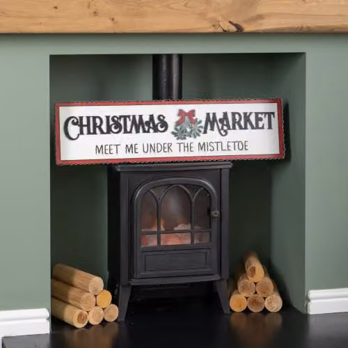Samuel Alexander Black and White Wooden Christmas Market Hanging Sign – 2