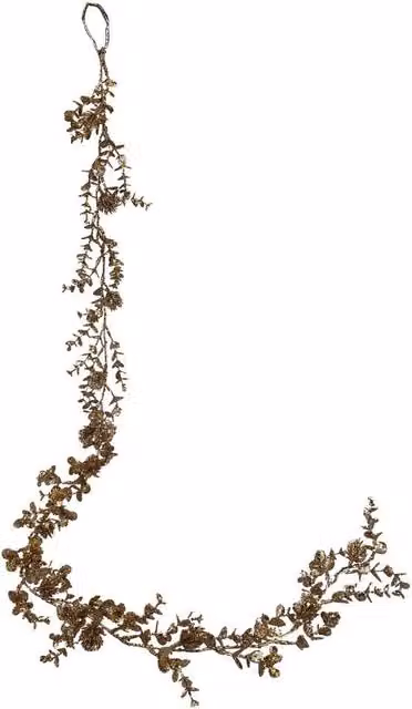 VFM e-Store Christmas Leaves and Pinecones Garland Decoration in Beige, W/D/H: 140 x 10 x 10 cm