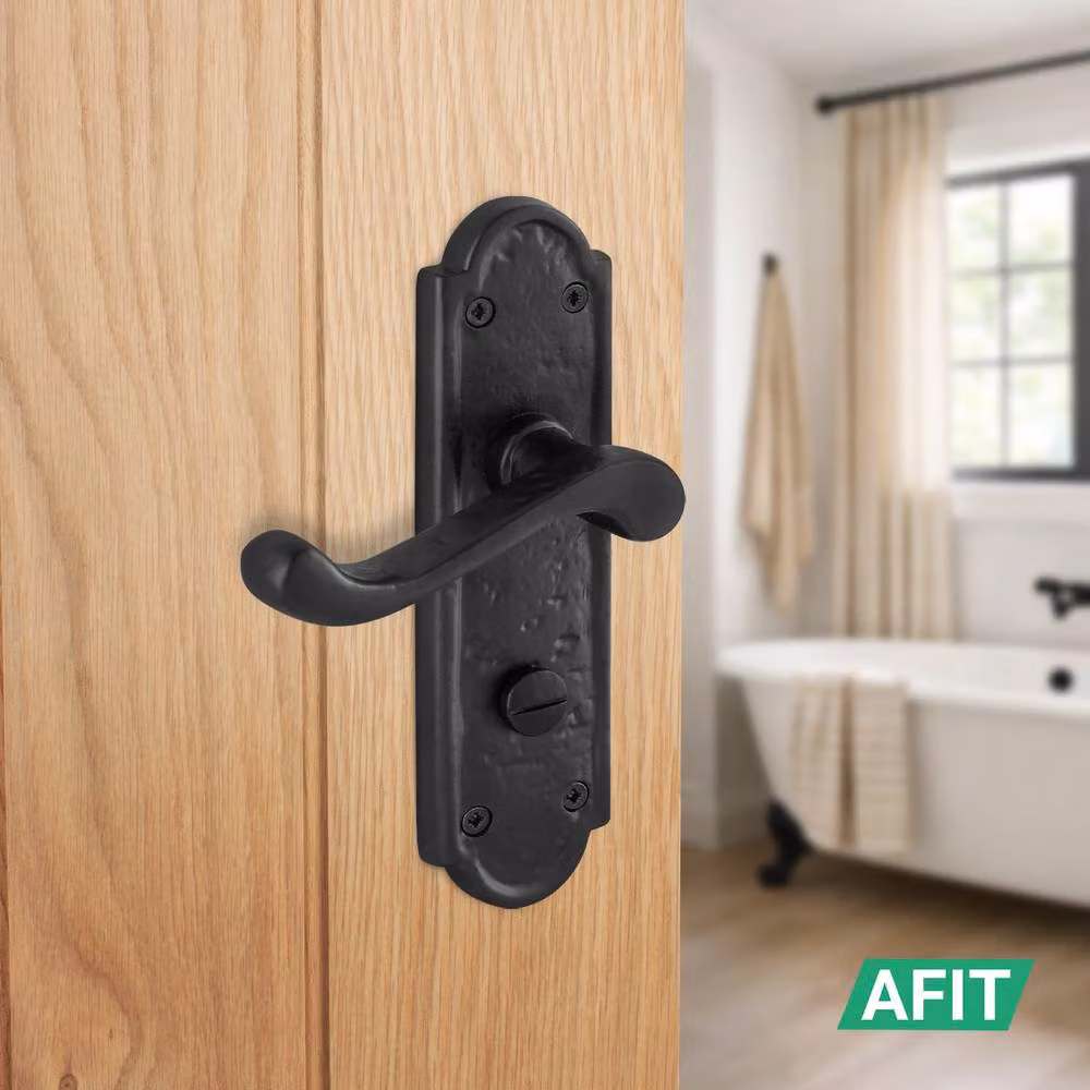 AFIT Black Antique Cast Iron Door Handles with Backplate, Matt Finish, 1 Pair, W/D/H: 15.0 x 15.0 x 1.5 cm – 4