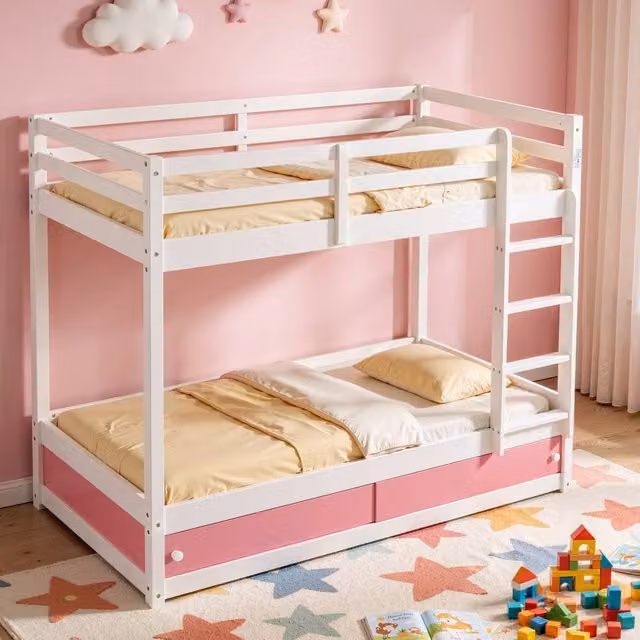 Comfy Living Ltd Solid Wood Kids Bunkbed with Side Compartment Storage, W/D/H: 90 x 200 x 152 cm