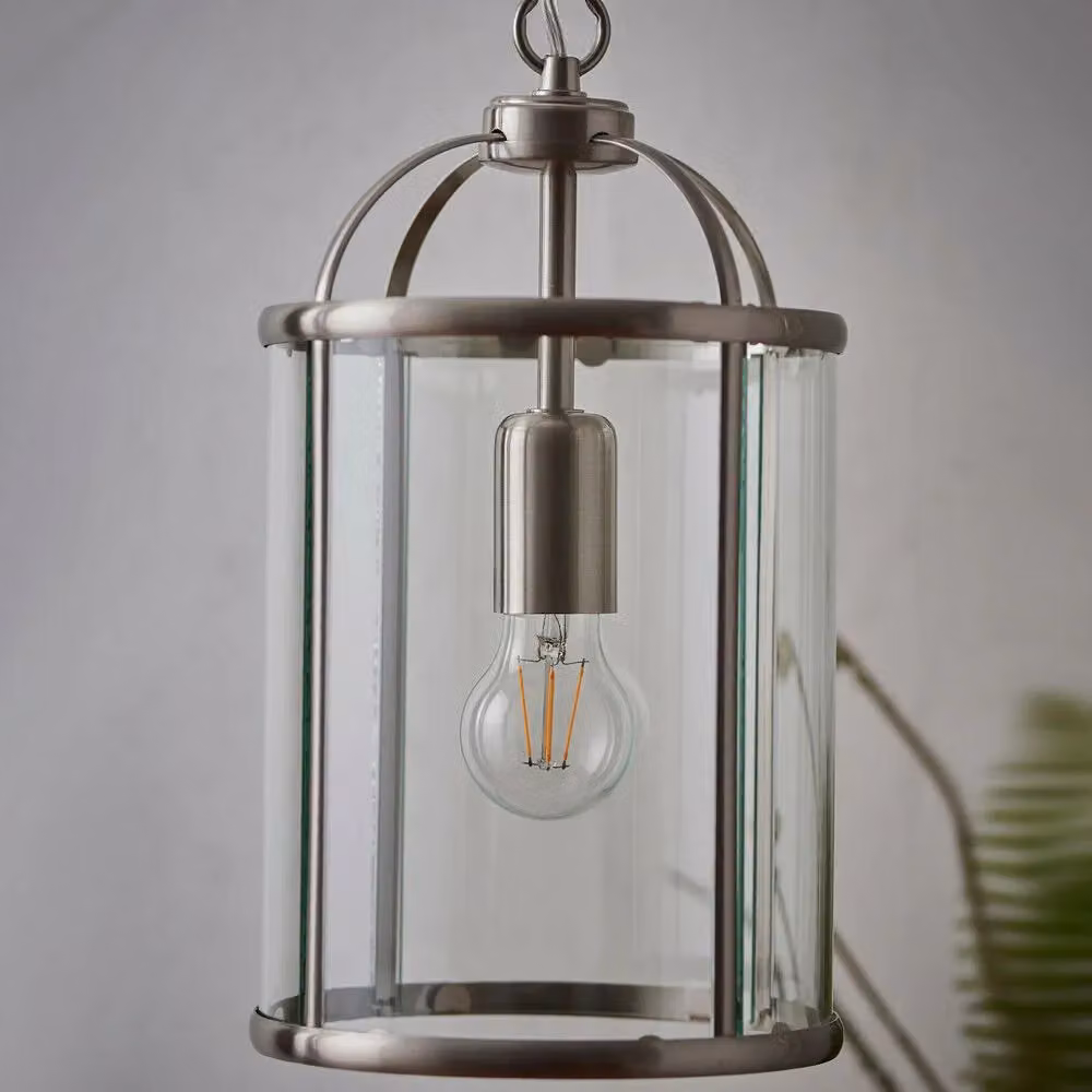 Loops Silver and Transparent Glass Lantern Hanging Ceiling Pendant Light – 2