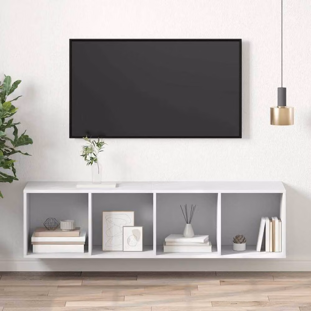 Berkfield Home Practical Wall-mounted TV Cabinet in White, W/D/H: 37 x 37 x 142.5 cm – 2