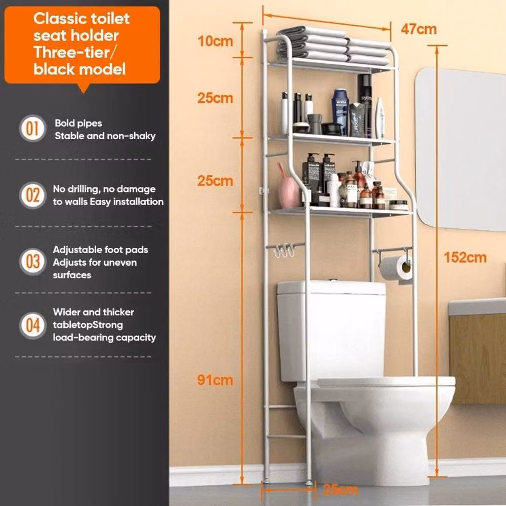 EONLION 3-Tier Freestanding Metal Toilet Storage Rack in White – 2